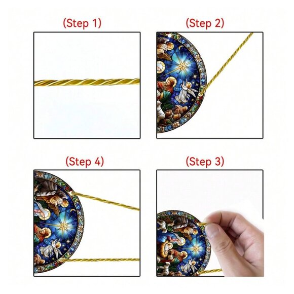 Christmas Nativity Advent Suncatcher Round NWT 7.87 inch NWT - Picture 4 of 4